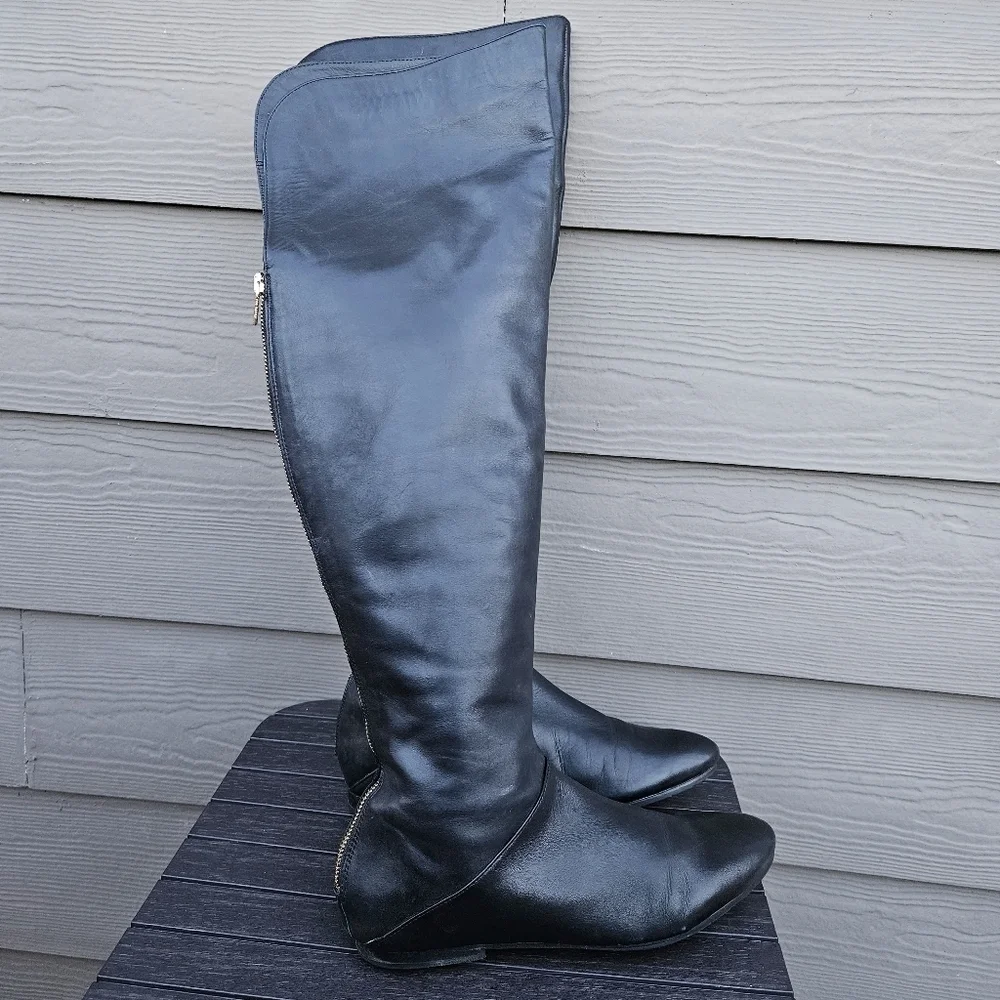 Ted Baker Francki Black Over the Knee Boots Tall Black Leather Womens Size 10